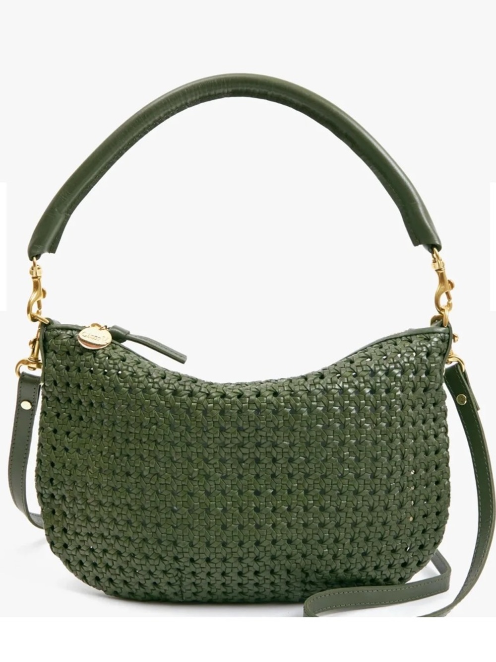 Clare V. Petit Moyen Woven Shoulder Bag - Army Green